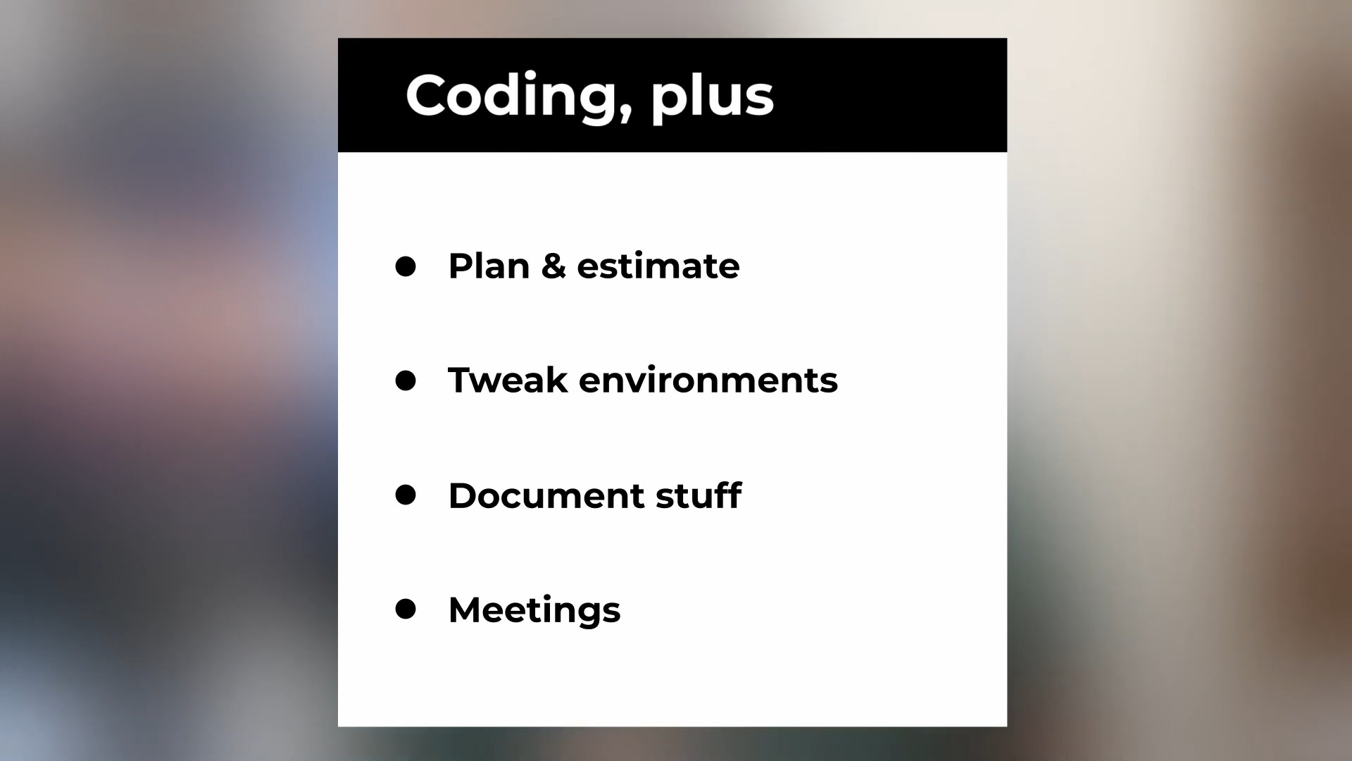 Tasks that commonly go along with coding